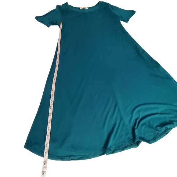 THJS Teal Short-Sleeve A-Line Dress In Soft Rayon spandex blend for comfort M - Picture 5 of 7